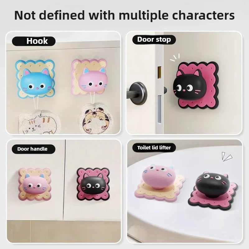 Cute Cat Silicone Door Stopper & Anti-Collision Handle Pad