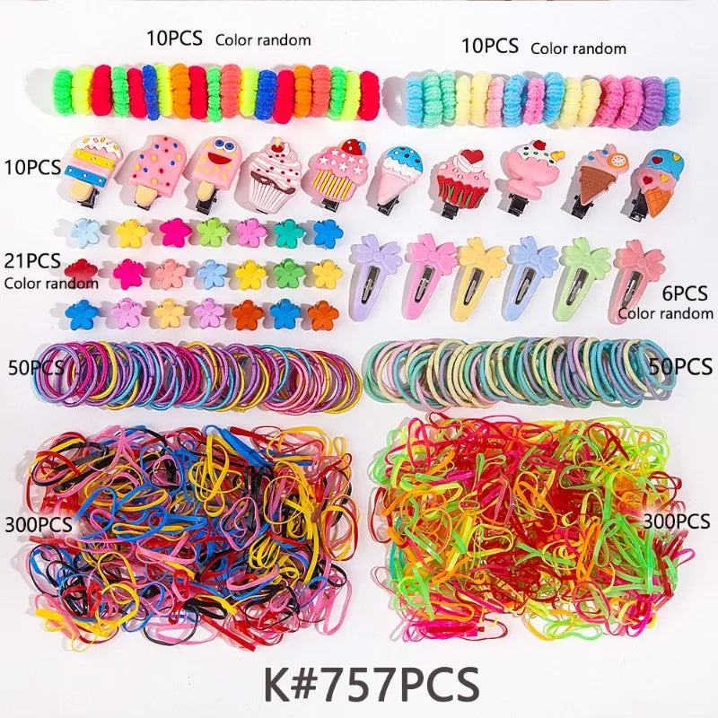 Kids Bow & Flower Elastic Hair Bands Set – No-Snag, Colorful