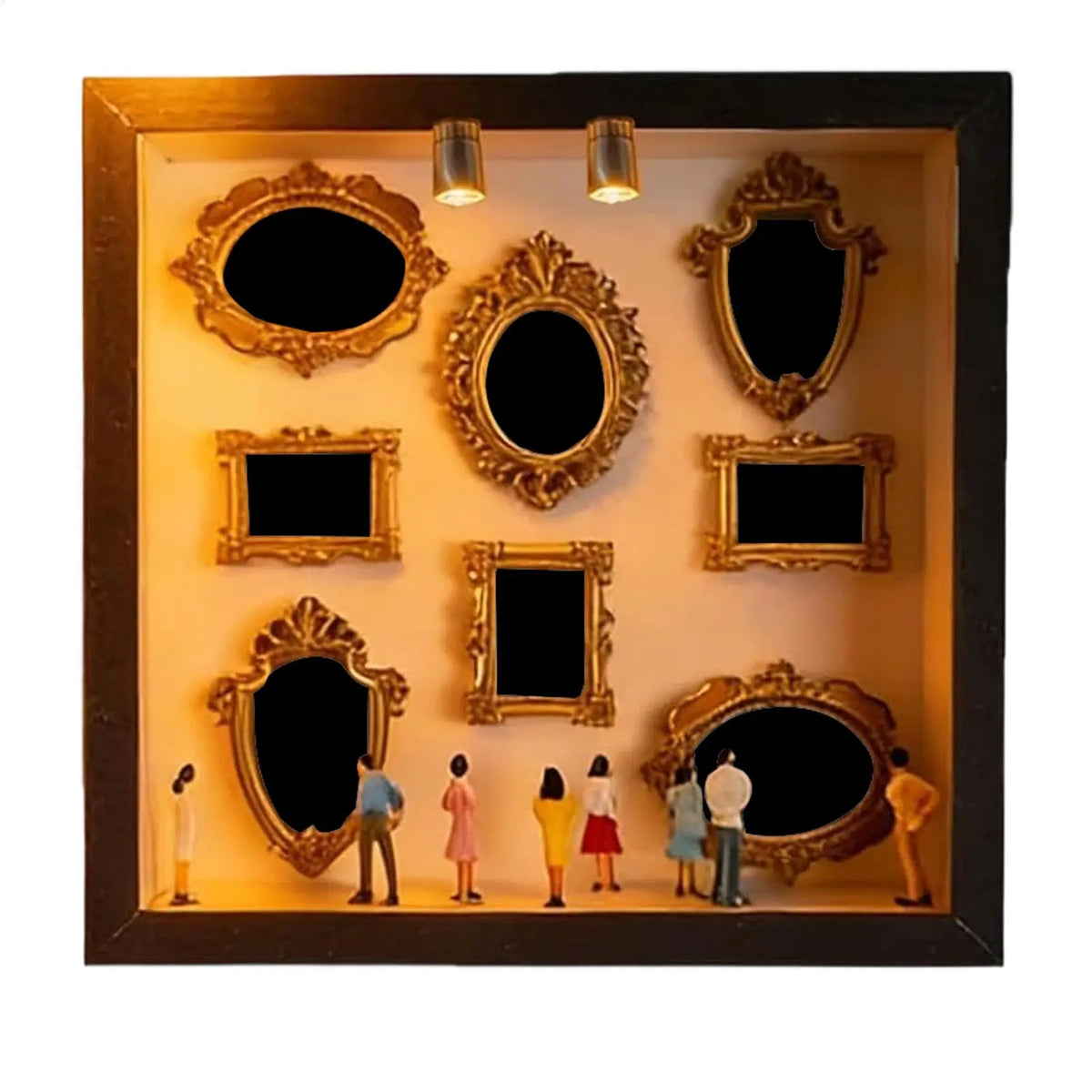 Wooden Miniature Museum Frame with Figurines | DIY Home Decor