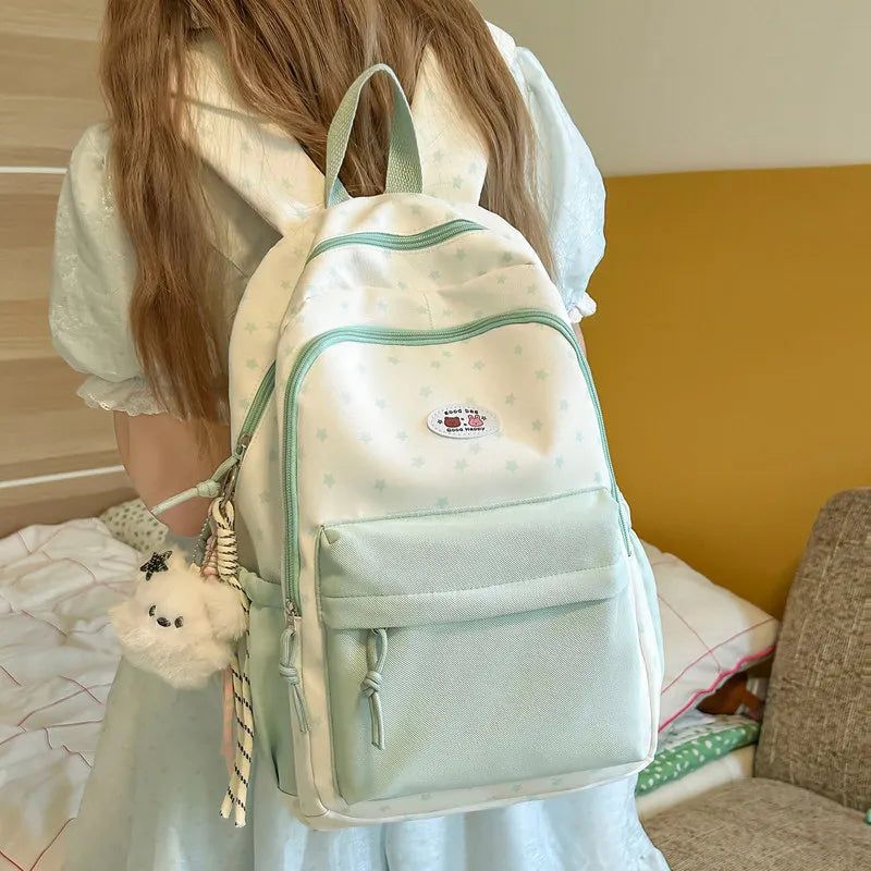 Nixie Girls Star Print Backpack – Large Capacity School Bag