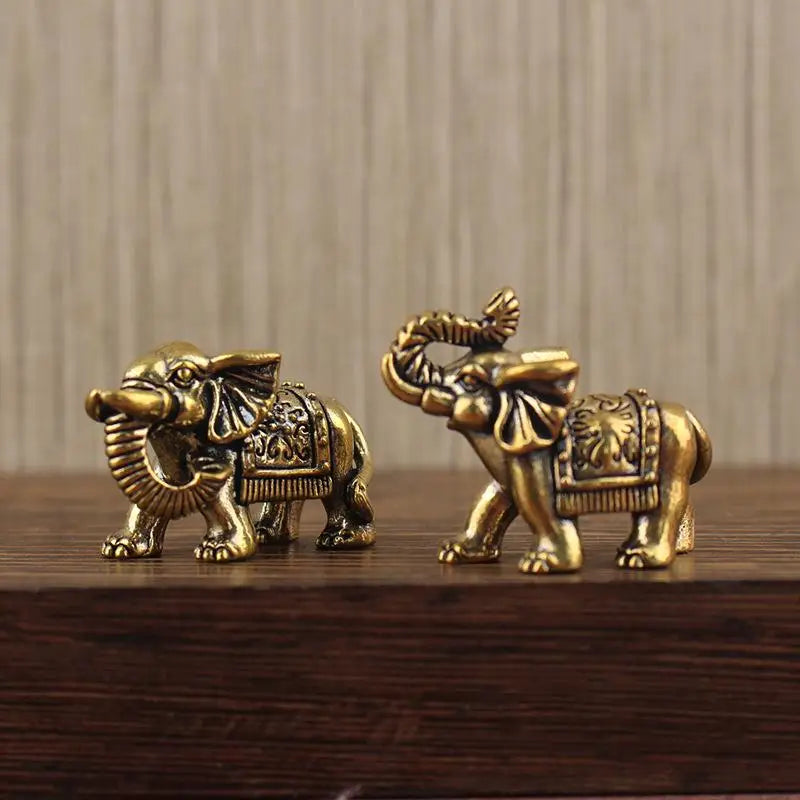 Brass Lucky Elephant Miniature Figurine | Antique Bronze Statue