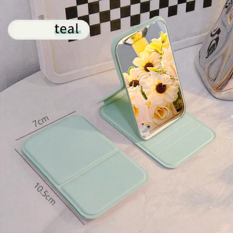 Portable Folding HD Makeup Mirror with Desktop Stand – Mini Travel