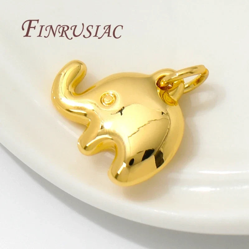 18K Gold Plated Brass Elephant Charm Pendants | DIY Jewelry