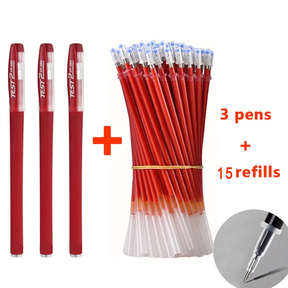 Gel Pens Set 0.5mm Bullet Tip – Black Blue Red Ink | School