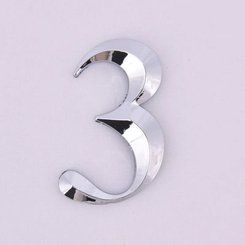 Self-Adhesive Chrome House Door Number Sign Sticker 7x4.5cm