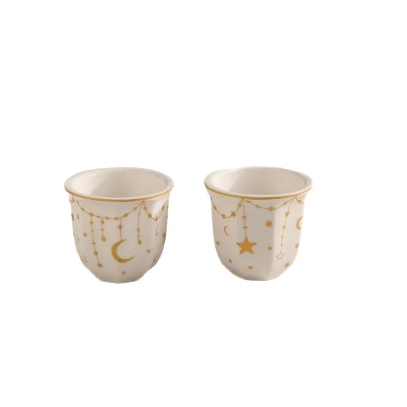 Kabuki Octagonal Ceramic Espresso Cup | Floral Coffee Cup