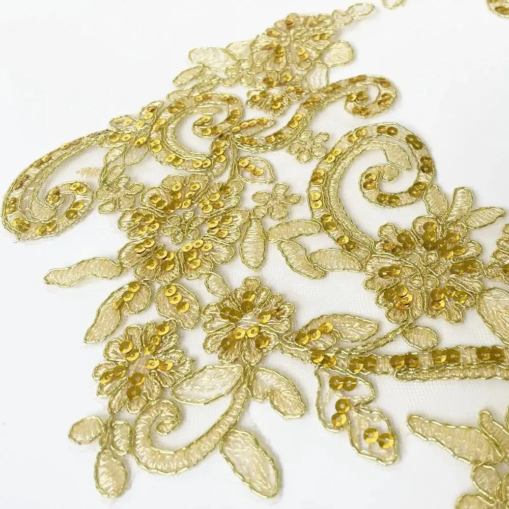 2Pcs Sequin Embroidery Flower Applique Patch – Lace Tulle