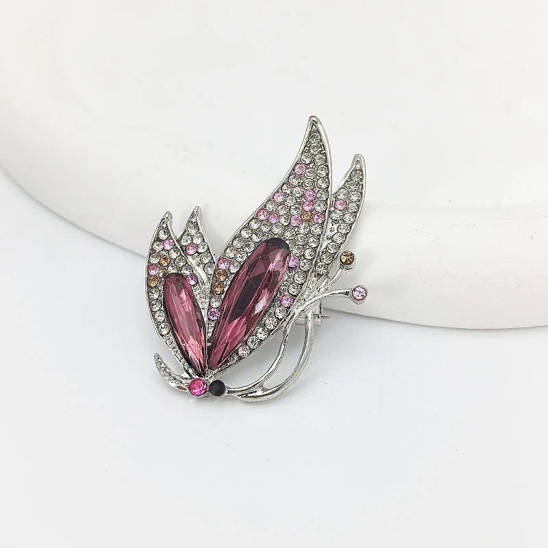 Purple Crystal Butterfly Brooch – Elegant Luxury Fashion Pin
