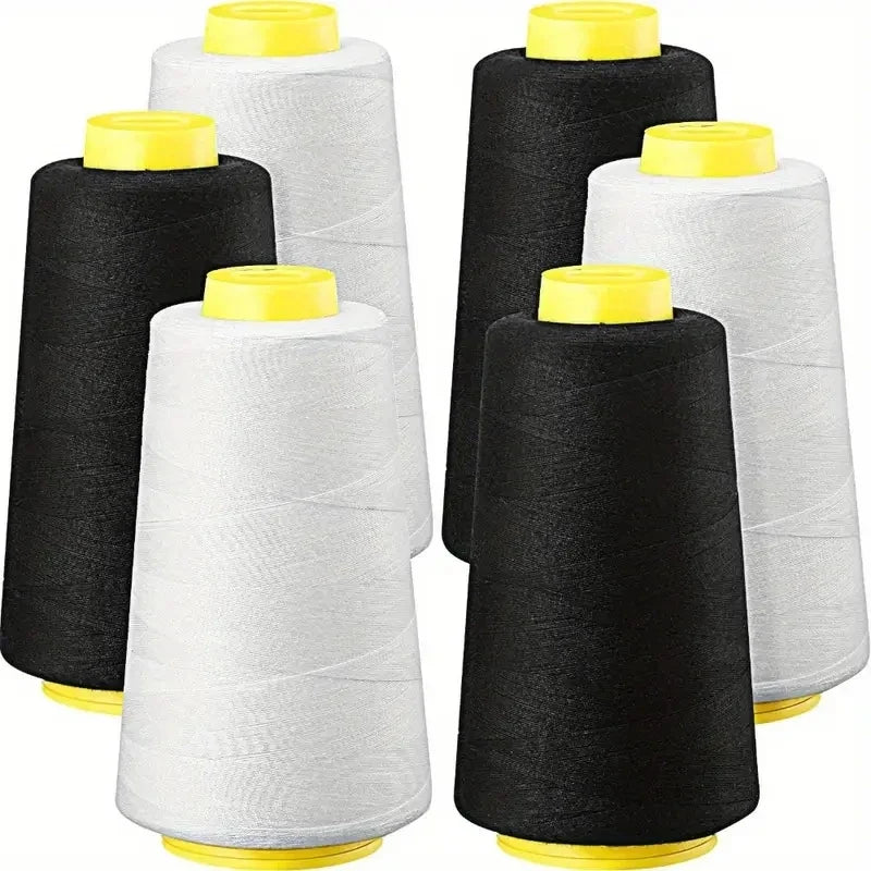 6-Pack Serger Thread Cones 3000 Yds – Black & White Overlock