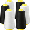 6-Pack Serger Thread Cones 3000 Yds – Black & White Overlock