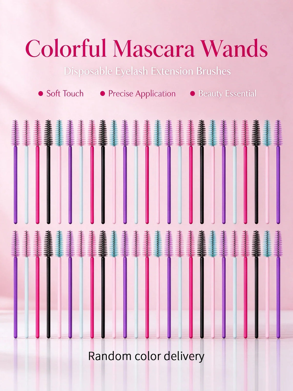 50 Pcs Mascara Wands Spoolie Eyelash & Eyebrow Brush Set