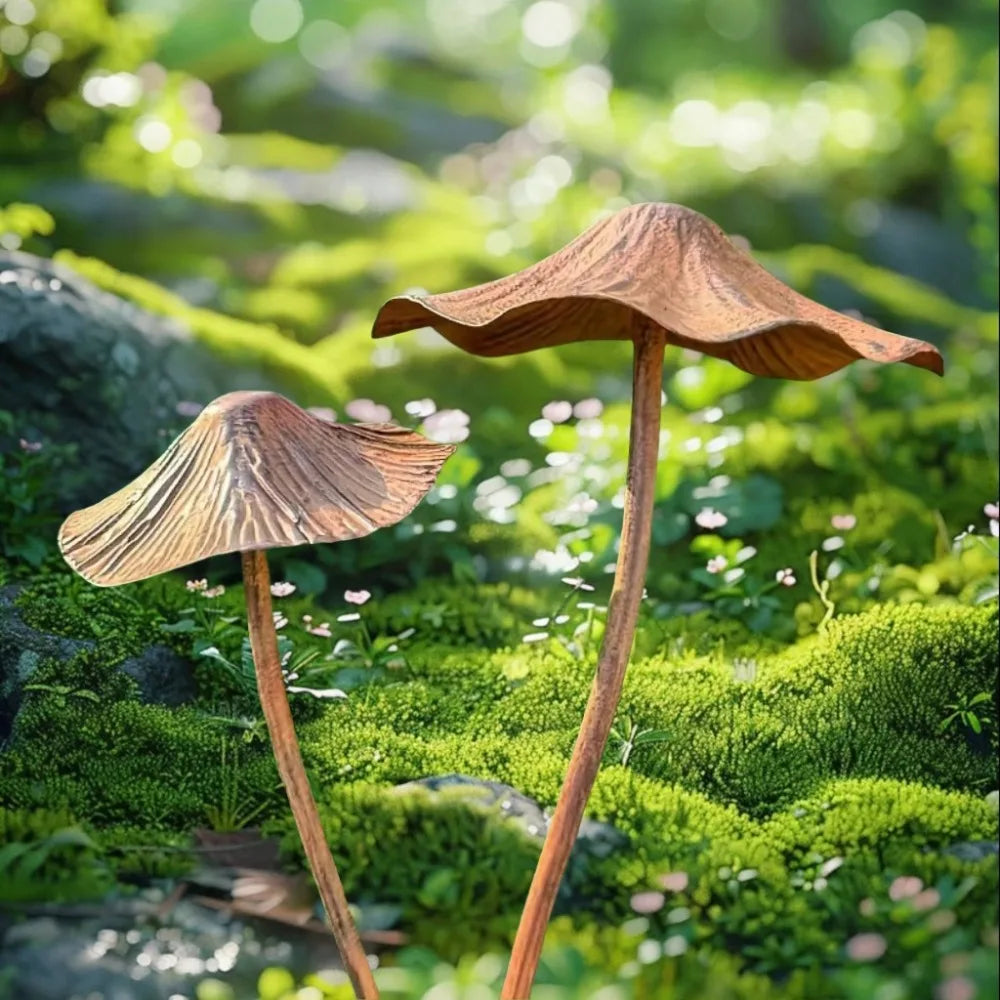 Retro Metal Rusty Mushroom Garden Lawn Decoration Set