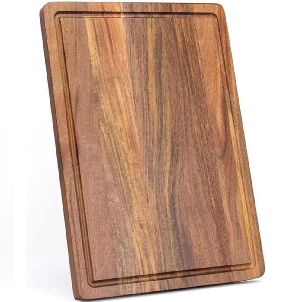 Wooden Cutting Board with Juice Grooves – Kitchen Chopping Tray