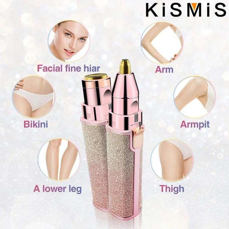 2-in-1 Electric Eyebrow & Facial Hair Trimmer USB Rechargeable