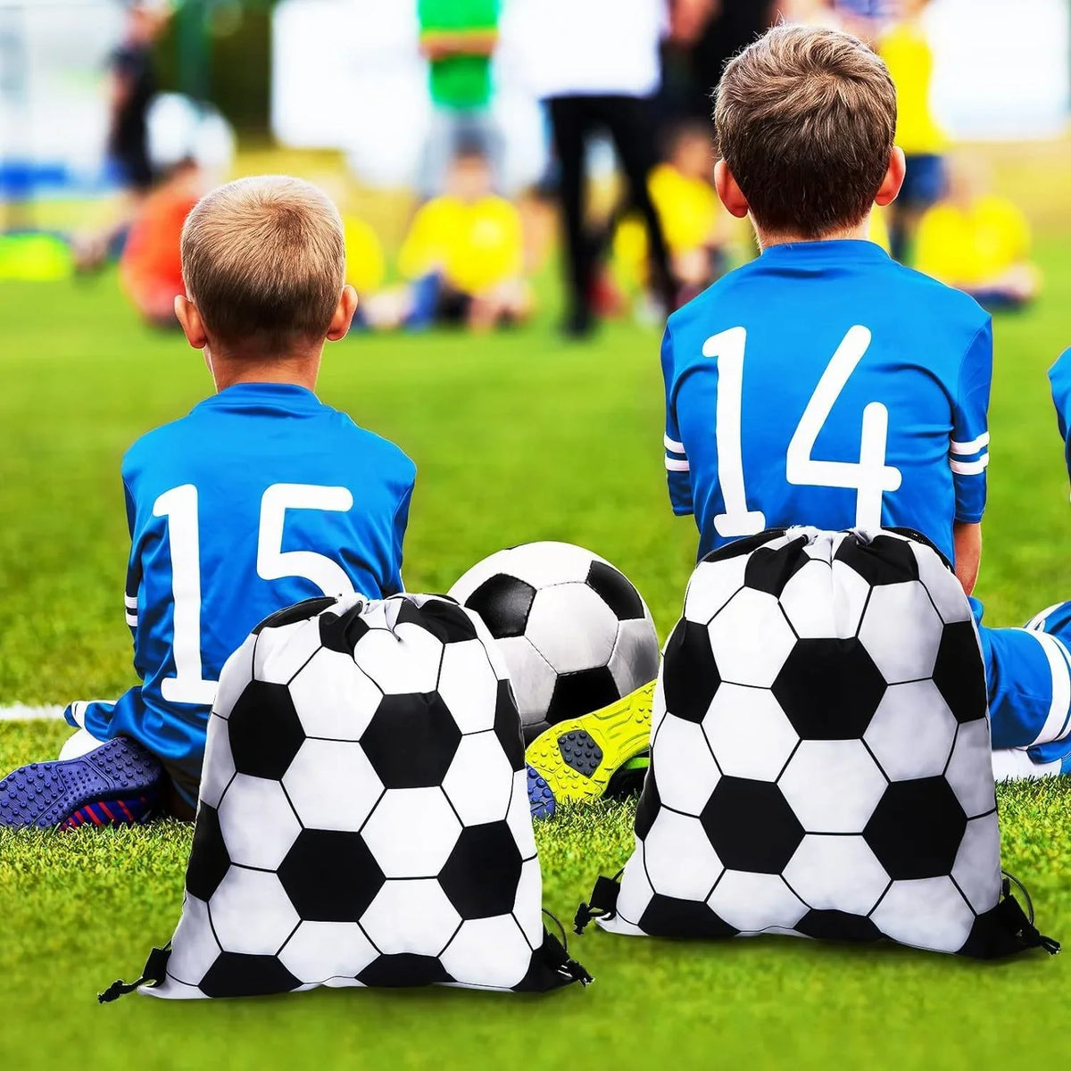 10-Pack Kids Football Drawstring Party Favor Bags | Gift Bags