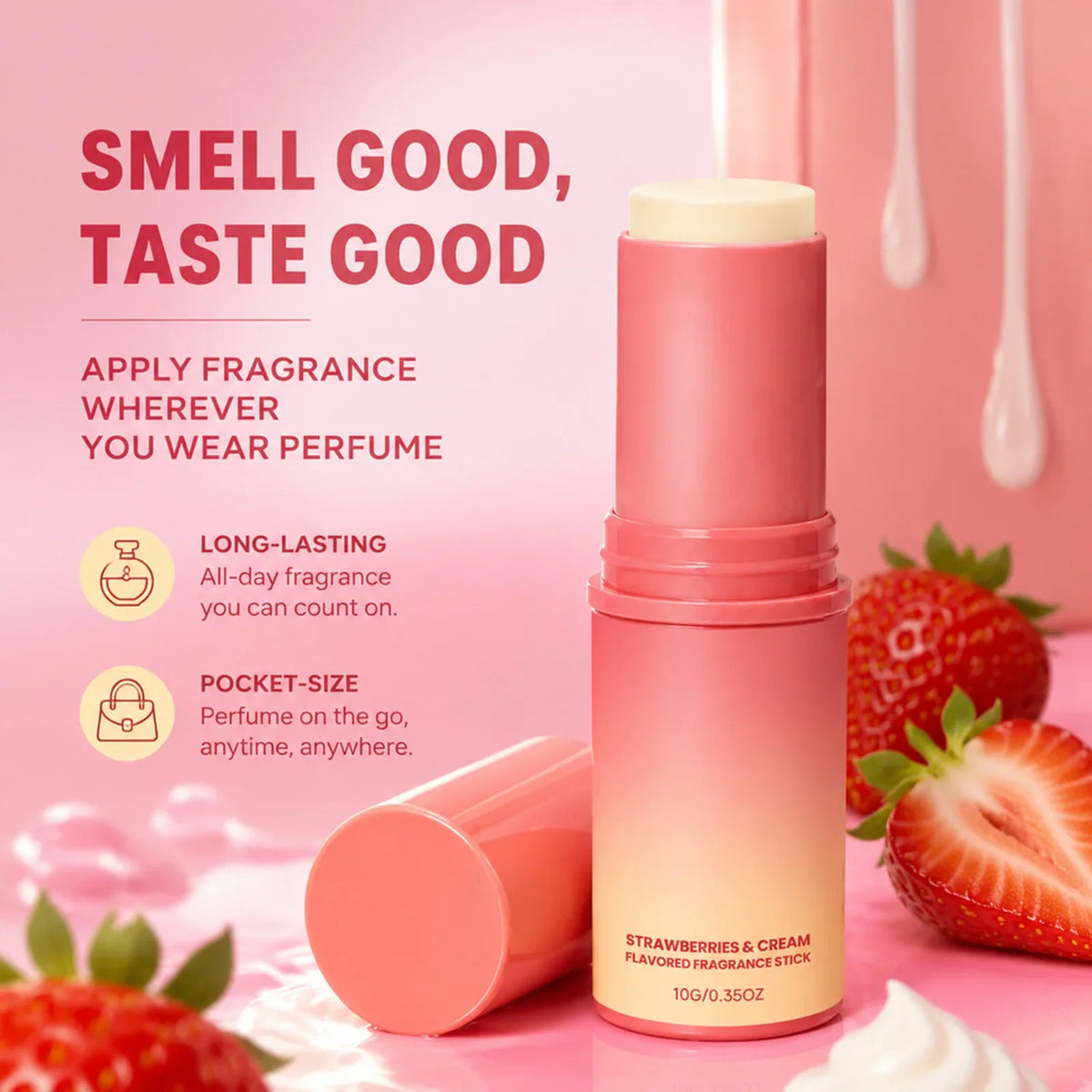 Strawberry Cream Solid Perfume Stick – Portable Fruity Balm