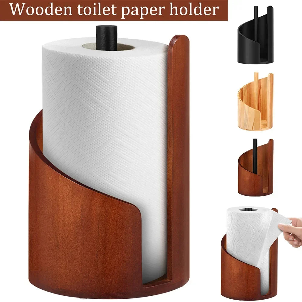 Wooden Spiral Paper Towel Holder – Countertop Stand