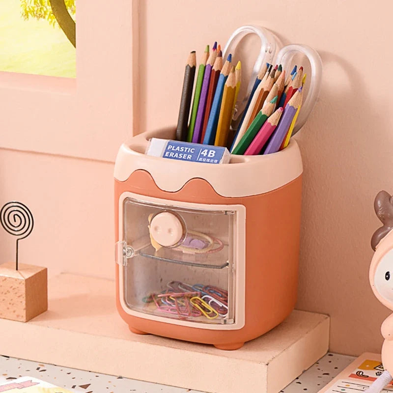 Cute Bear Pencil Holder & Multipurpose Desk Organizer Box