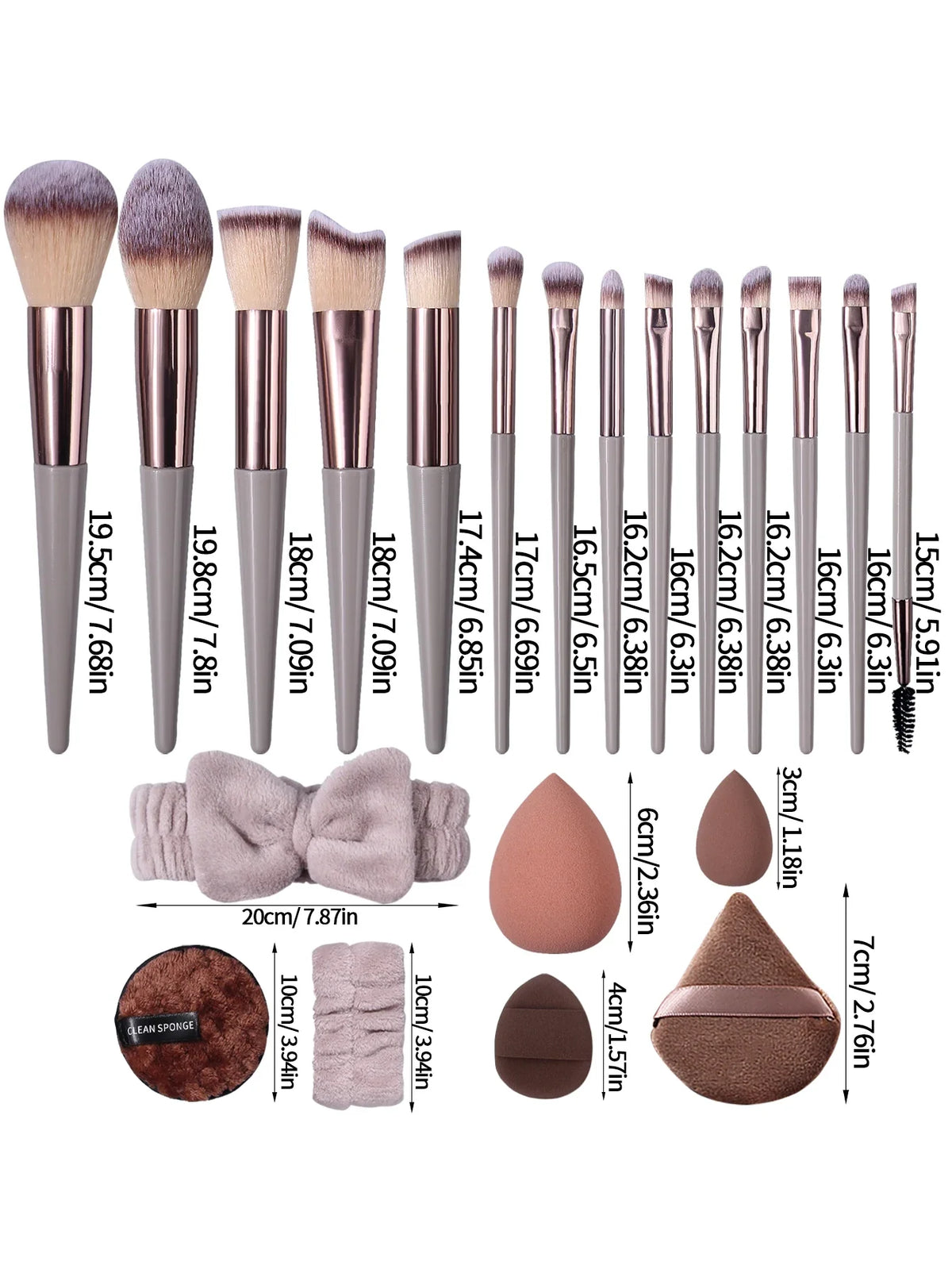 34-Piece Makeup Brush Set with Beauty Egg & Powder Puffs