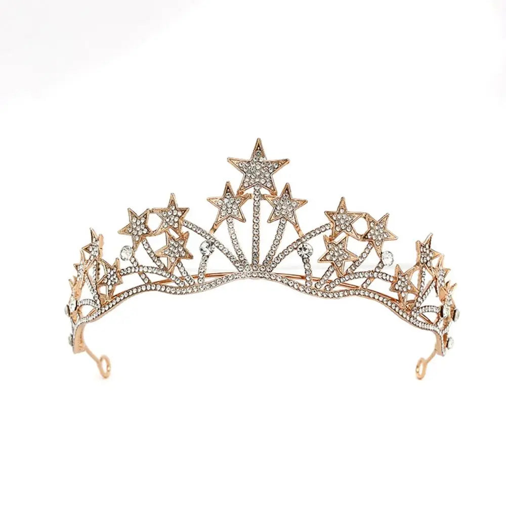 Baroque Crystal Rhinestone Crown Tiara – Gold & Silver Bridal