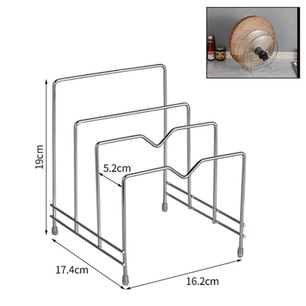 Stainless Steel Cutting Board & Pot Lid Holder Organizer