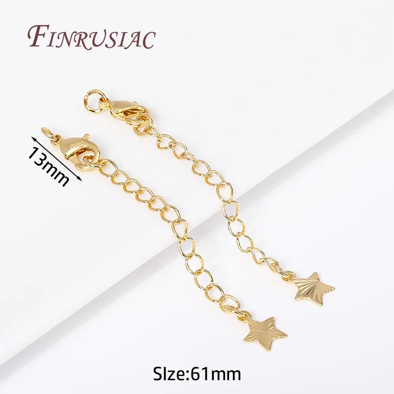 18K Gold Plated Star Heart Extension Tail Chain – DIY Jewelry