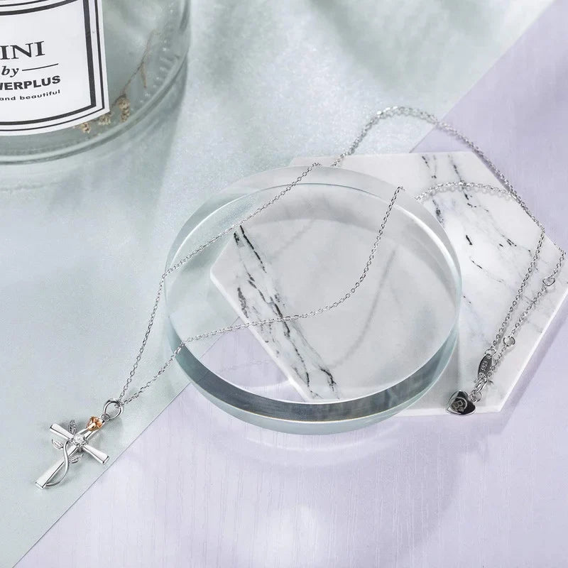 Women's Silver-Plated Flower Love Symbol Pendant Necklace