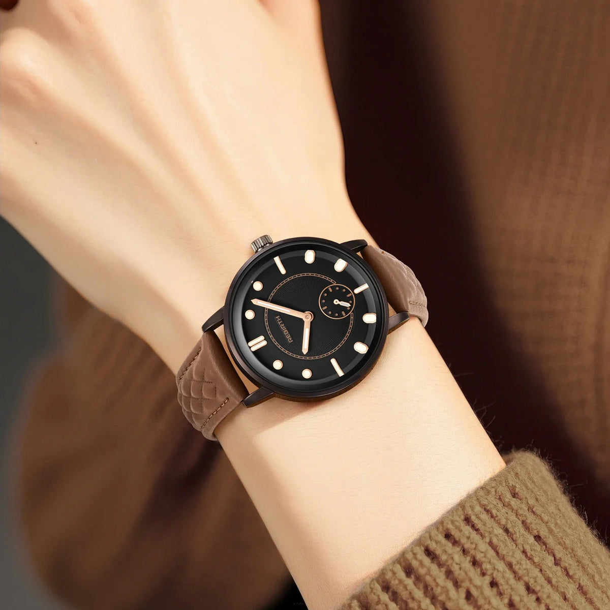 REBIRTH Retro Quartz Wristwatch Leather Band | Minimalist Dial