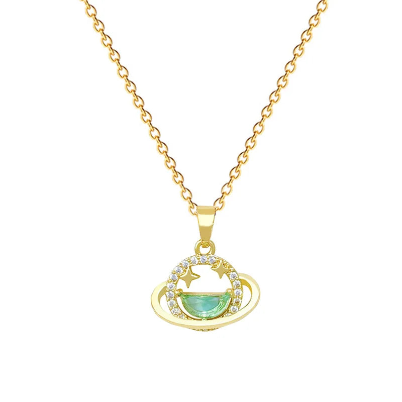 Star Galaxy Pendant Choker Necklace – Gold Stainless Steel