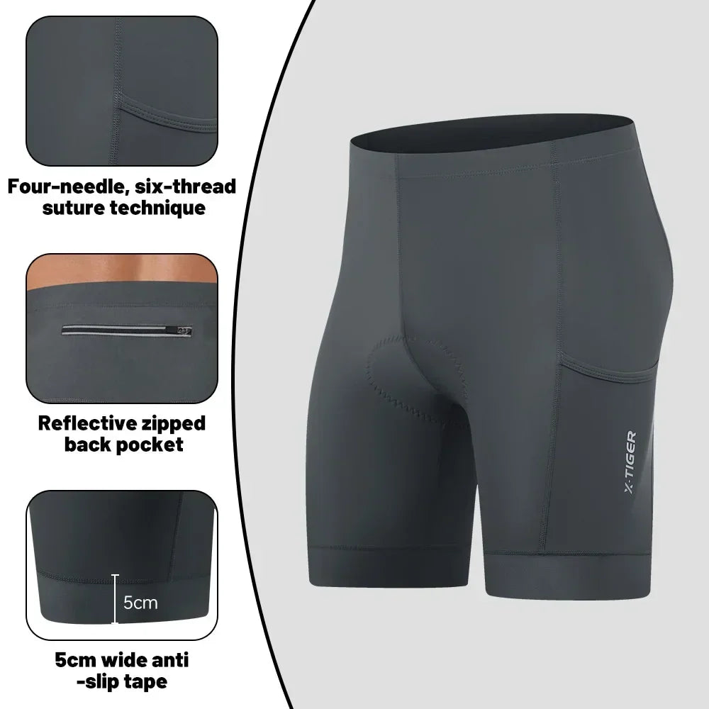 X-TIGER Men's 6D Gel Padded MTB Cycling Shorts | Quick Dry