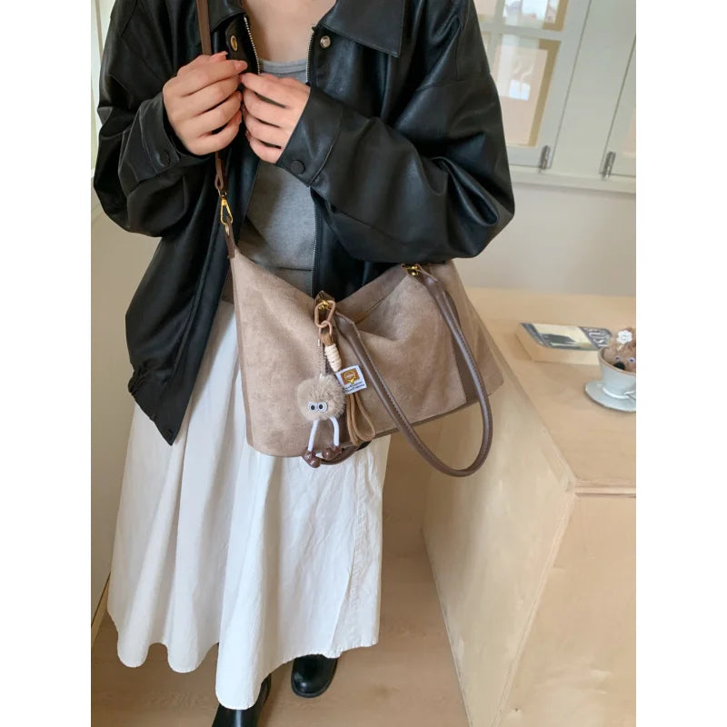 Nixie Retro Suede Women's Crossbody Shoulder Tote Bag