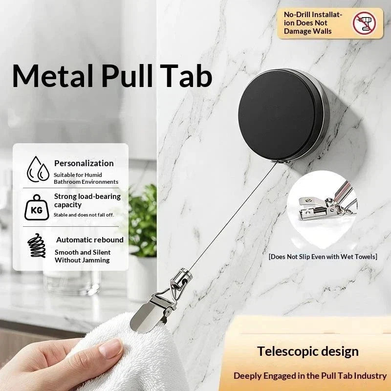 Retractable Wall Towel Rack – No-Drill Self-Adhesive Holder