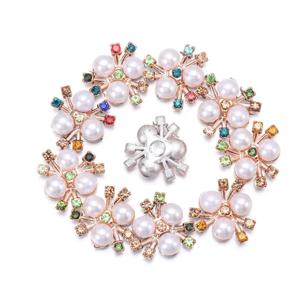 10PCS Pearl Flower Rhinestone Buttons – DIY Sewing Embellishments