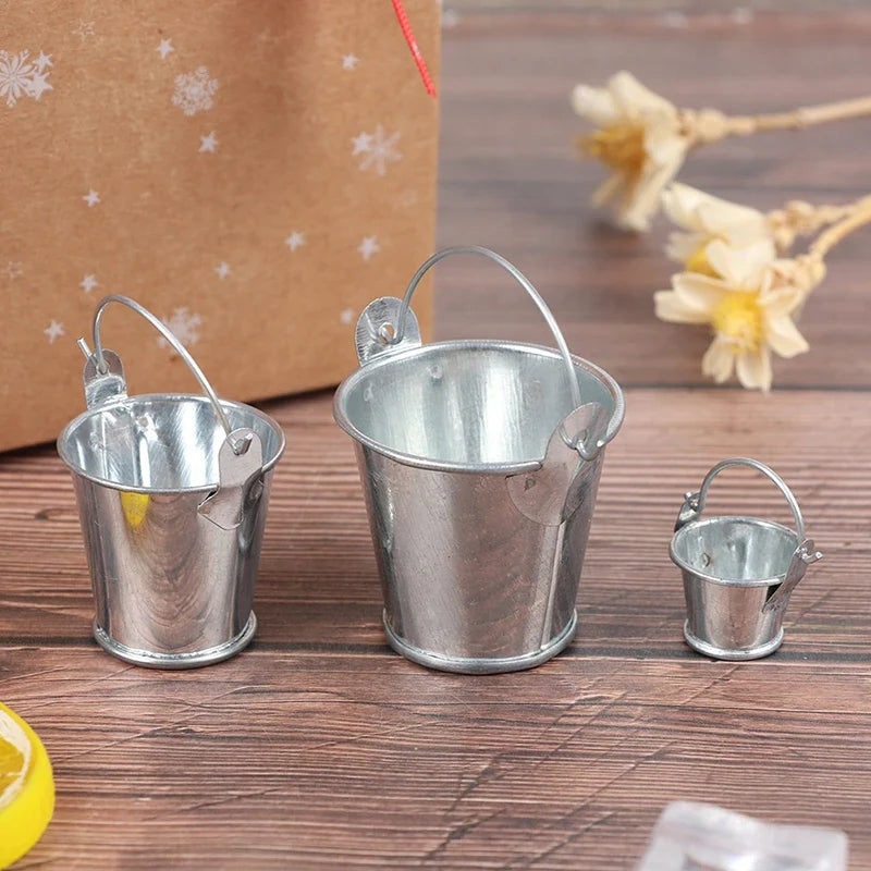 Miniature Iron Pail for Dollhouse Decor & Beach Bucket Toy