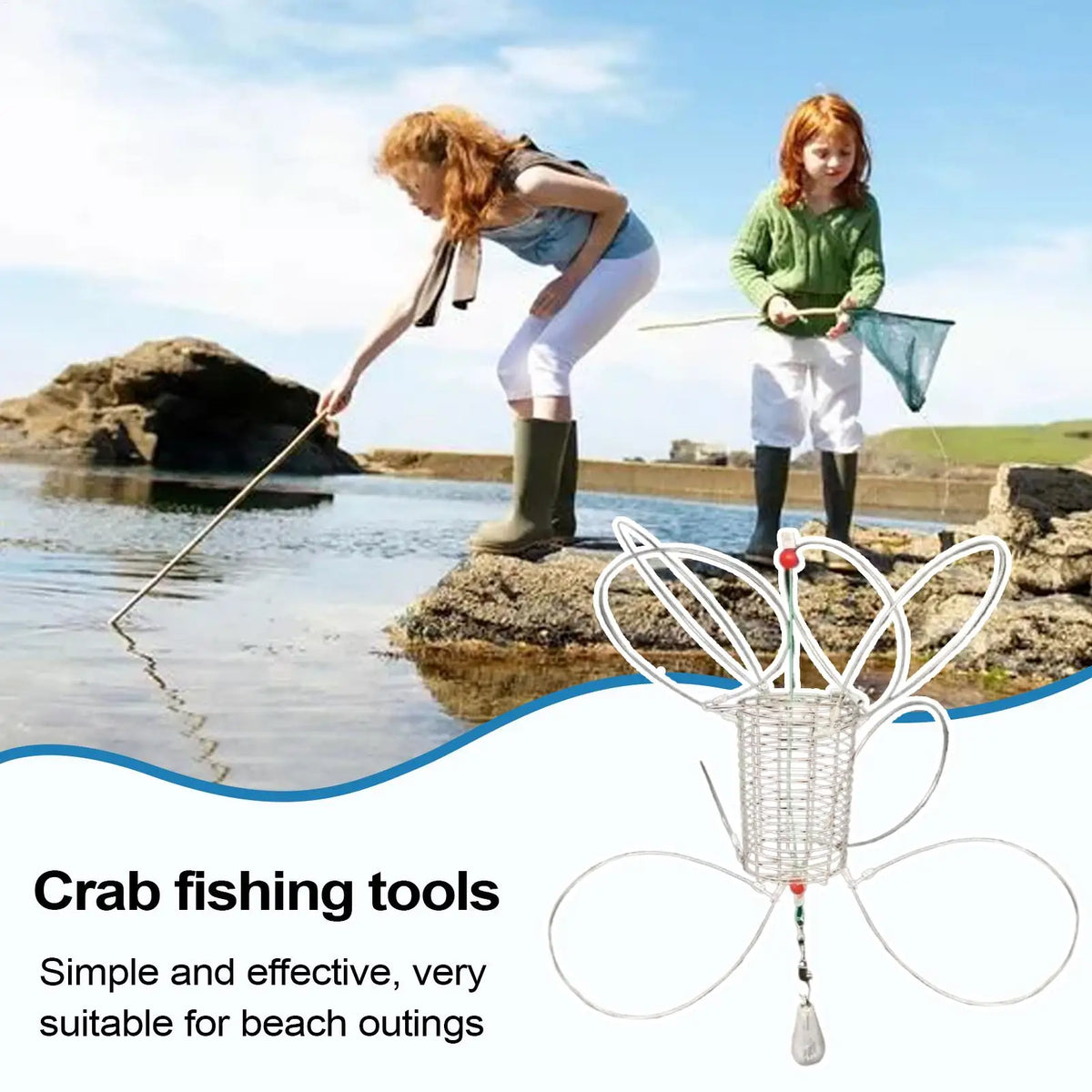 Stainless Steel Crab Snare Trap – Fishing Rod Cage Net