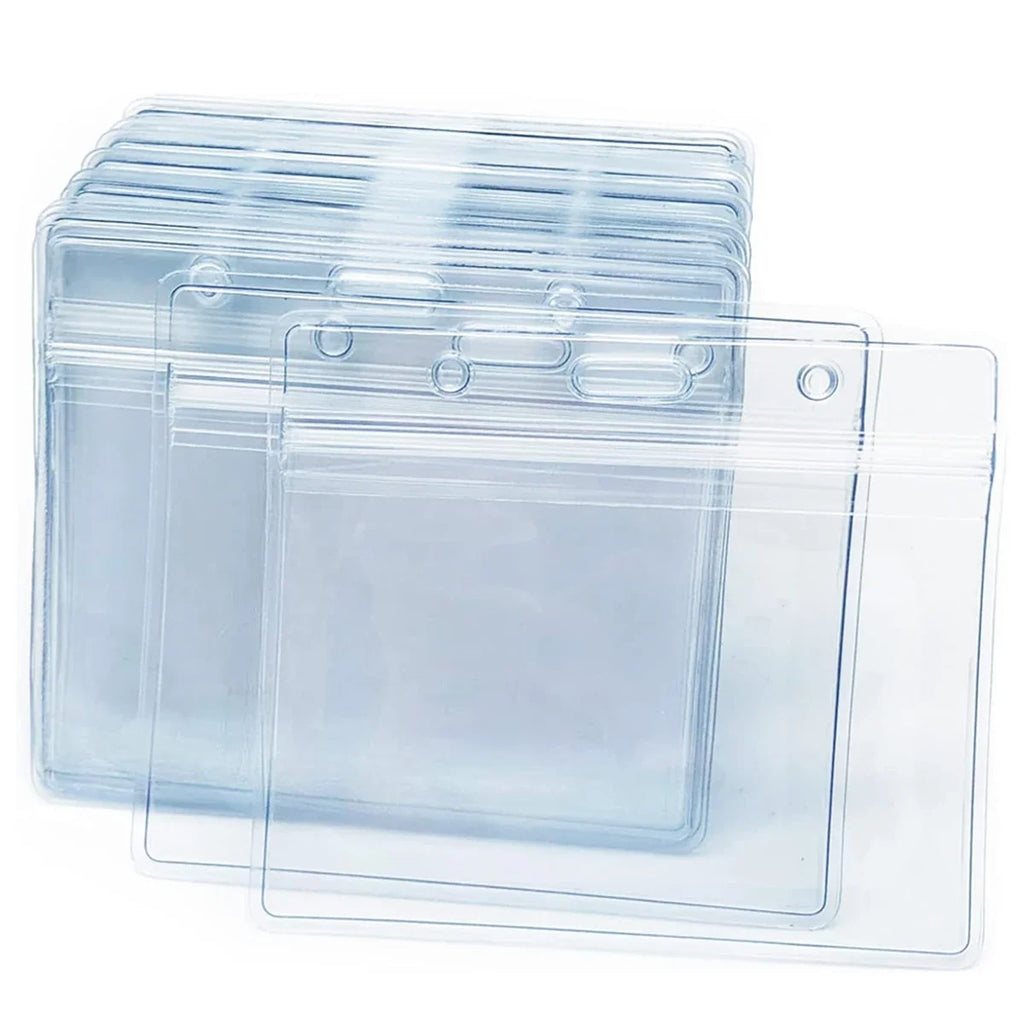 10pcs Transparent Horizontal ID Card Badge Holders – Waterproof