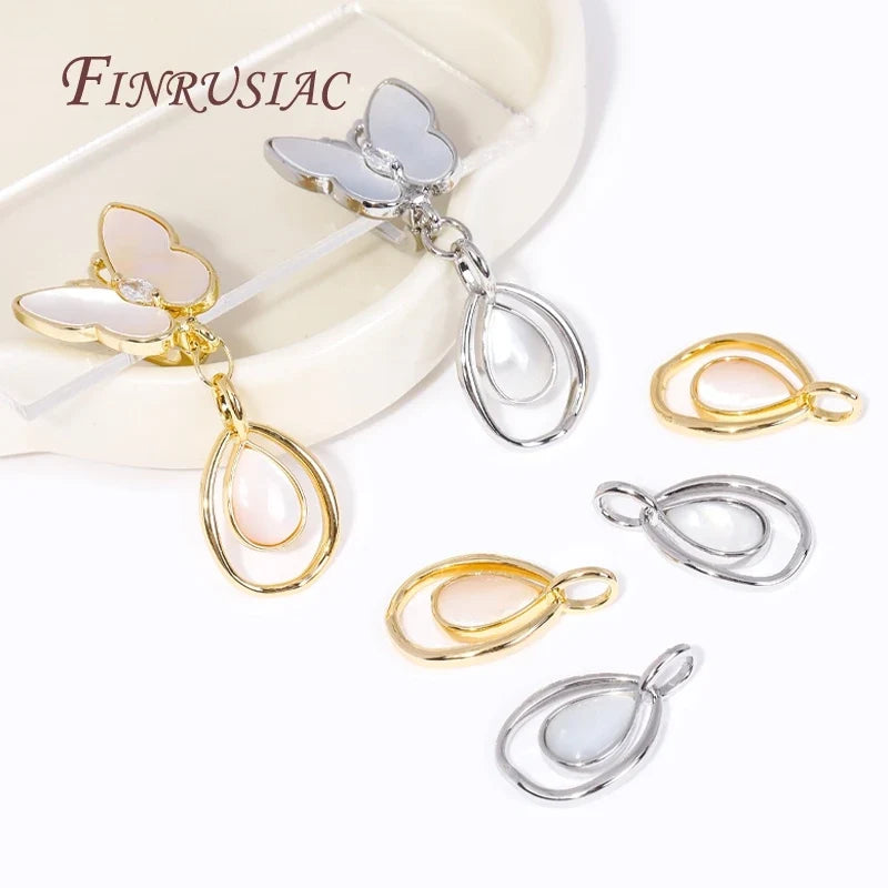 18K Gold Plated Oval Shell Droplet Pendant Charms – DIY Jewelry