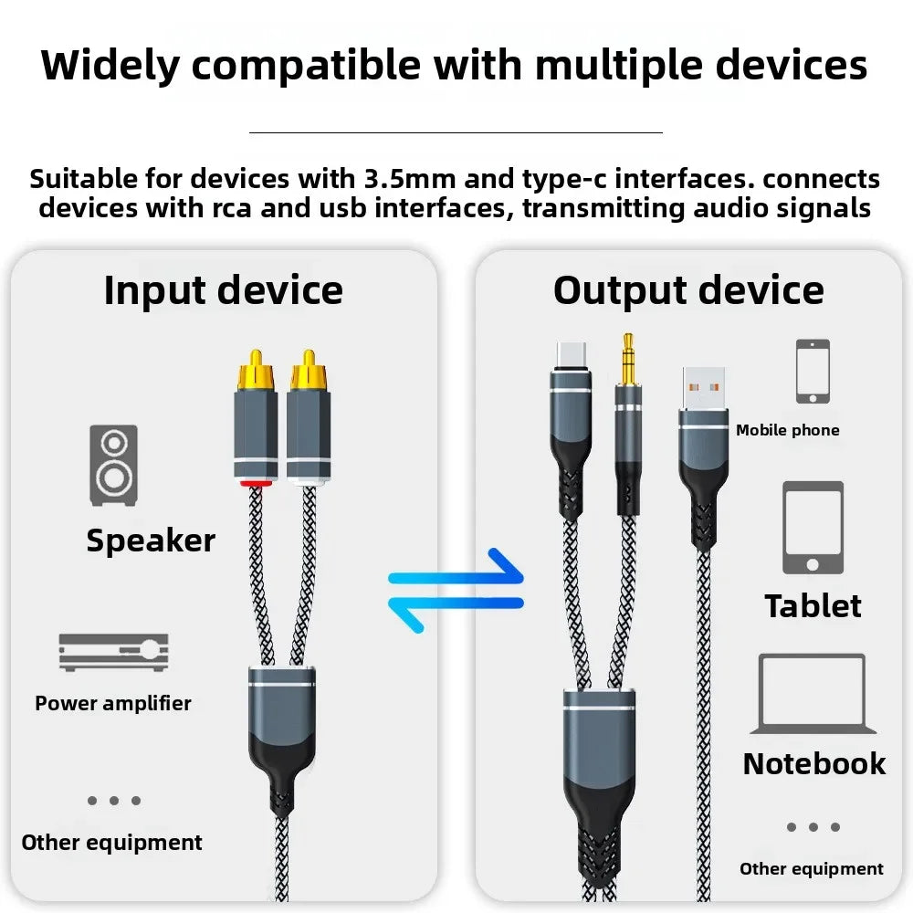 Nixie 1-to-2 Dual RCA Audio Cable – AUX & USB Compatible