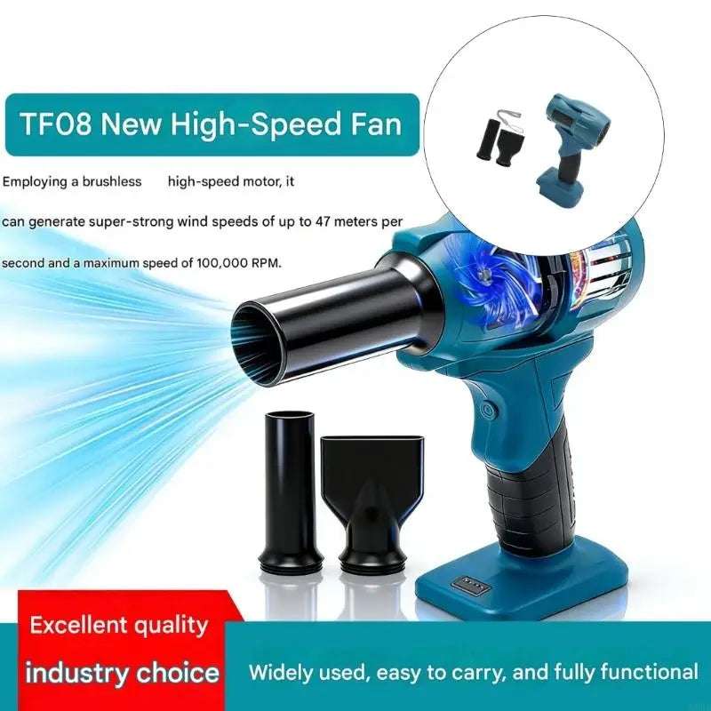 Brushless Cordless Blower 380W – Dual Nozzles & Display