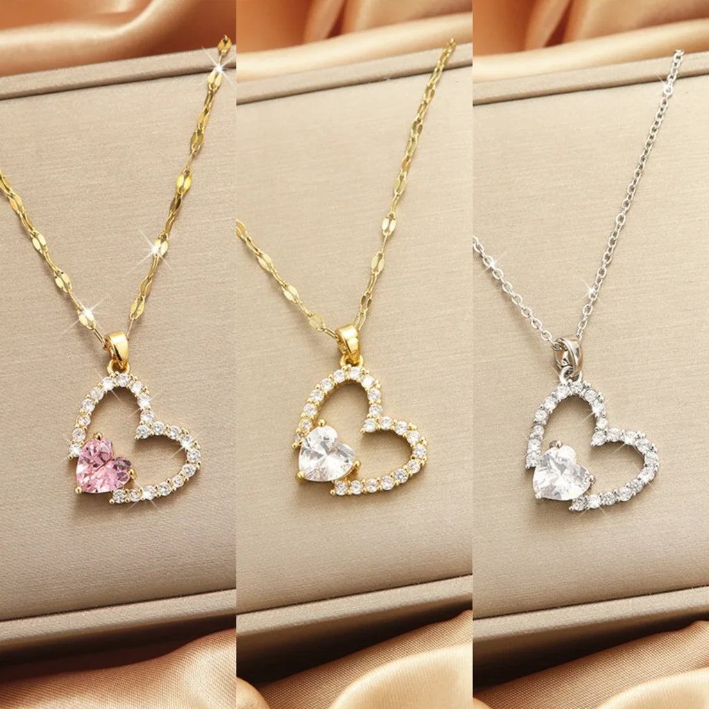 Women's Heart Pendant Clavicle Necklace – Stainless Steel
