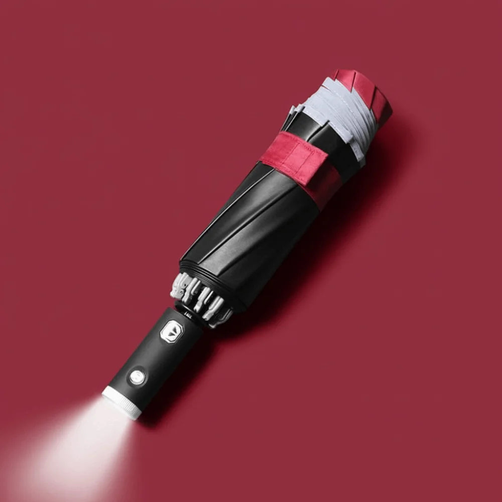 LED Flashlight Auto Open Umbrella – UV & Windproof, Reverse Fold