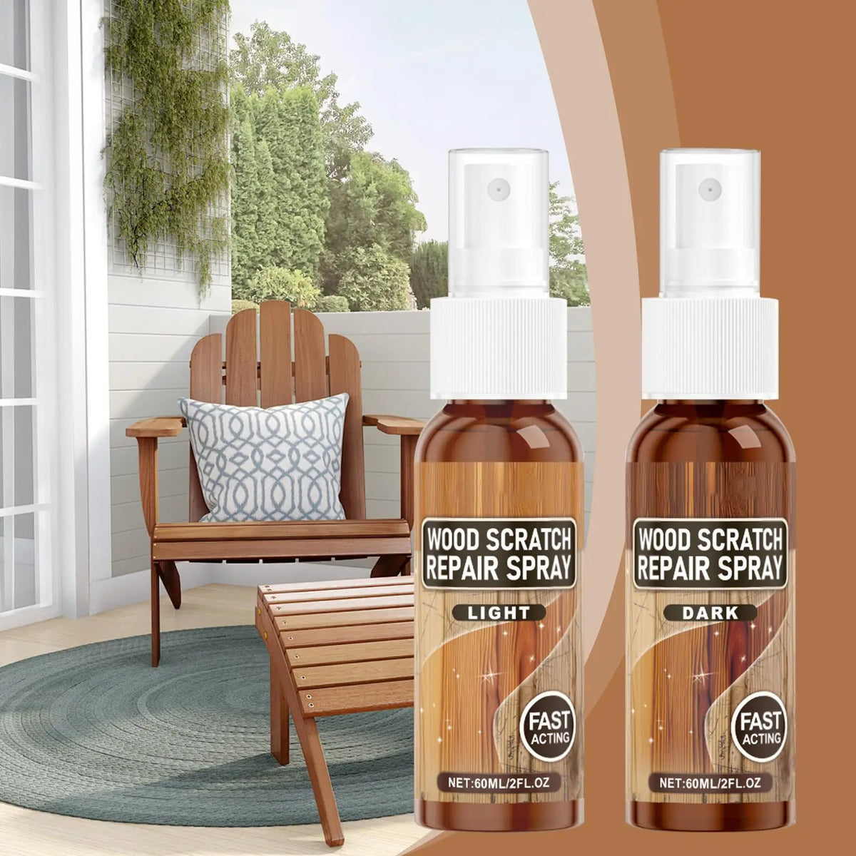 Wood Scratch Repair Spray 2pc – Furniture & Floor Restorer