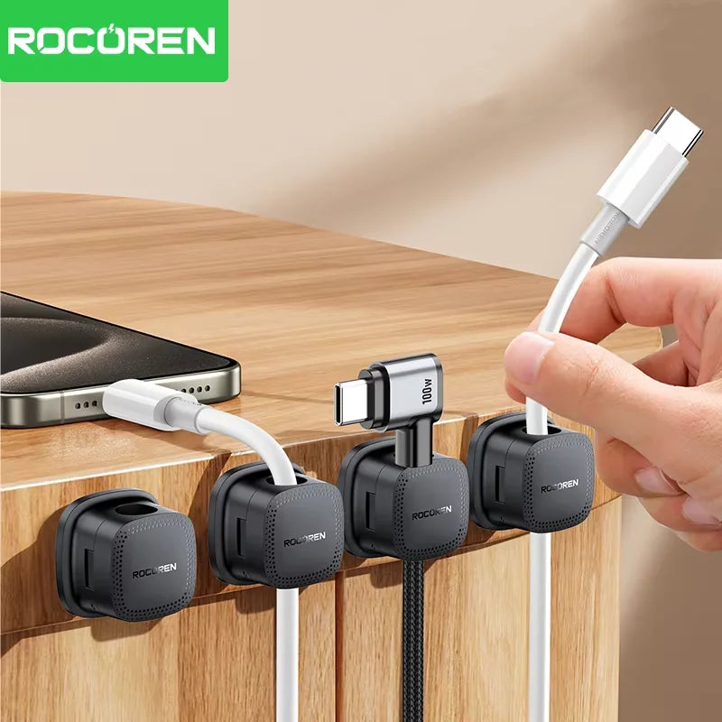 Rocoren Magnetic Cable Organizer 6PCS – Under Desk Wire Clips