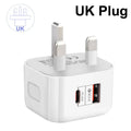 20W Dual Port USB-C PD Fast Wall Charger – EU/US/UK Plug