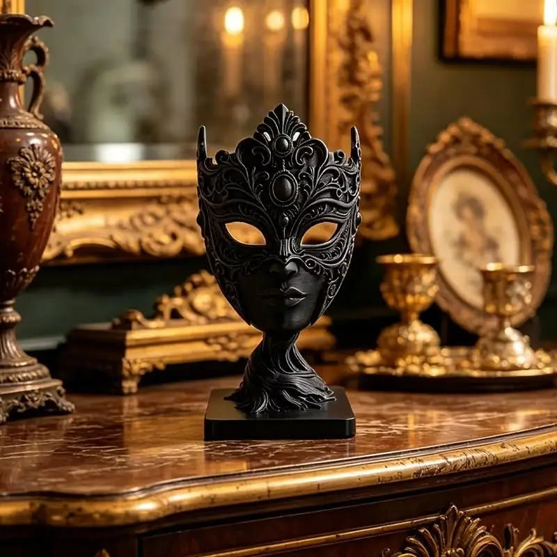 Vintage Gothic Woman Mask Sculpture | 3D Printed Dark Art Décor