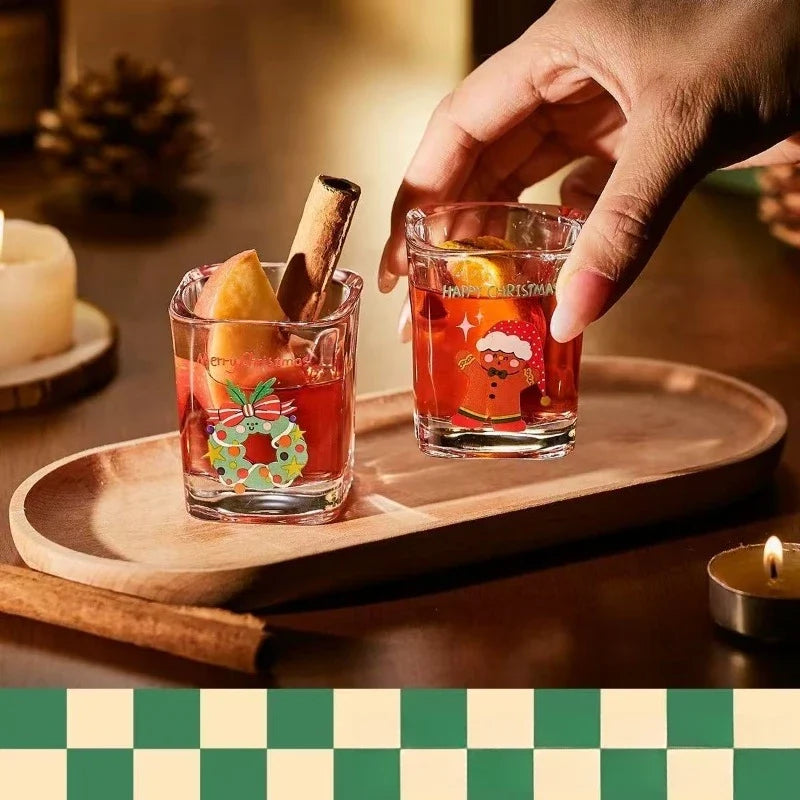 Christmas Cartoon Glass Red Wine Cup Gift Box Set