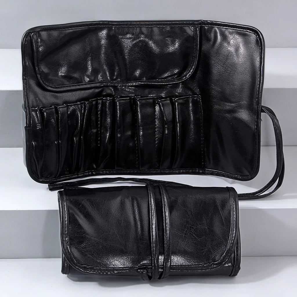 10-Slot Foldable Waterproof Makeup Brush Bag Travel Organizer