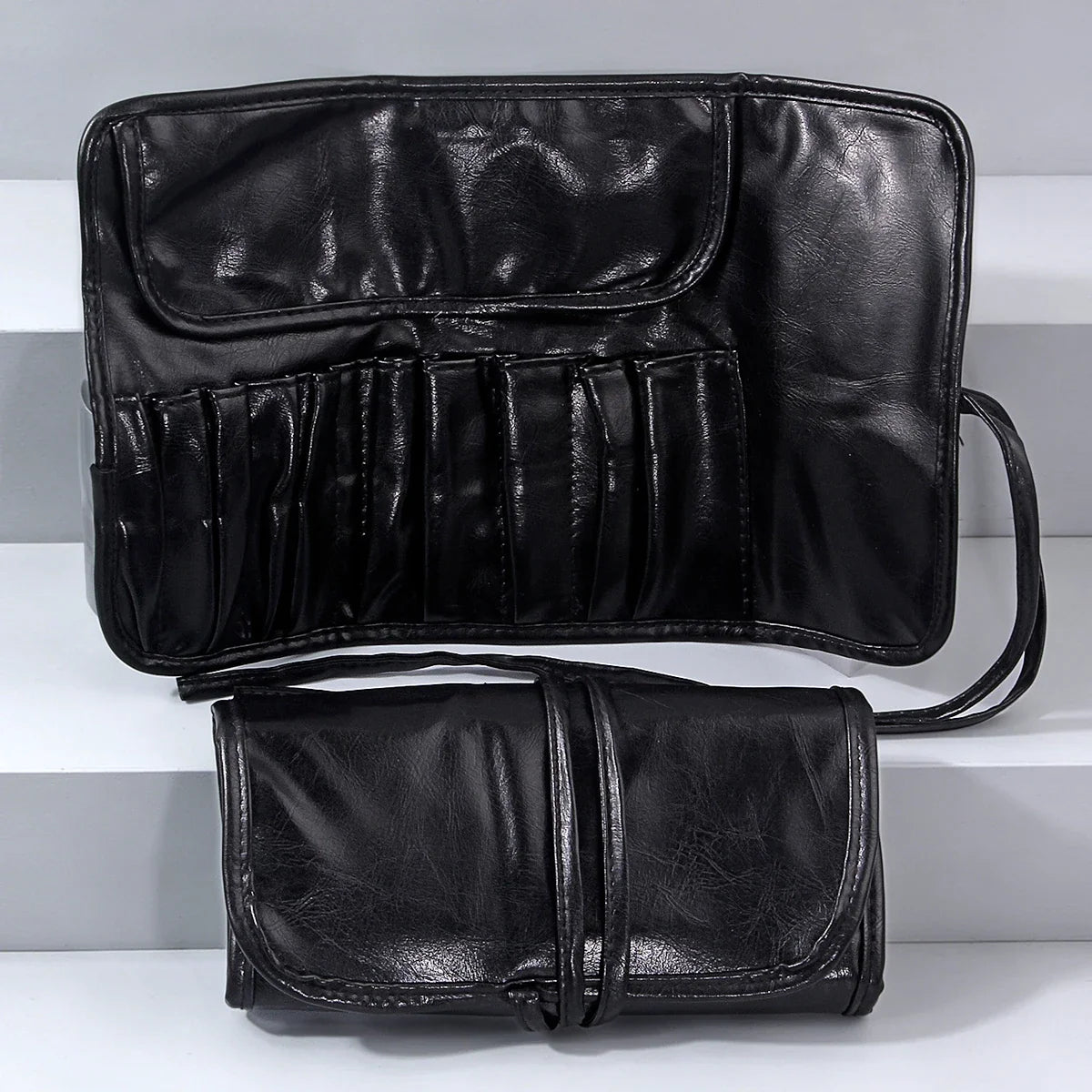 10-Slot Foldable Waterproof Makeup Brush Bag Travel Organizer