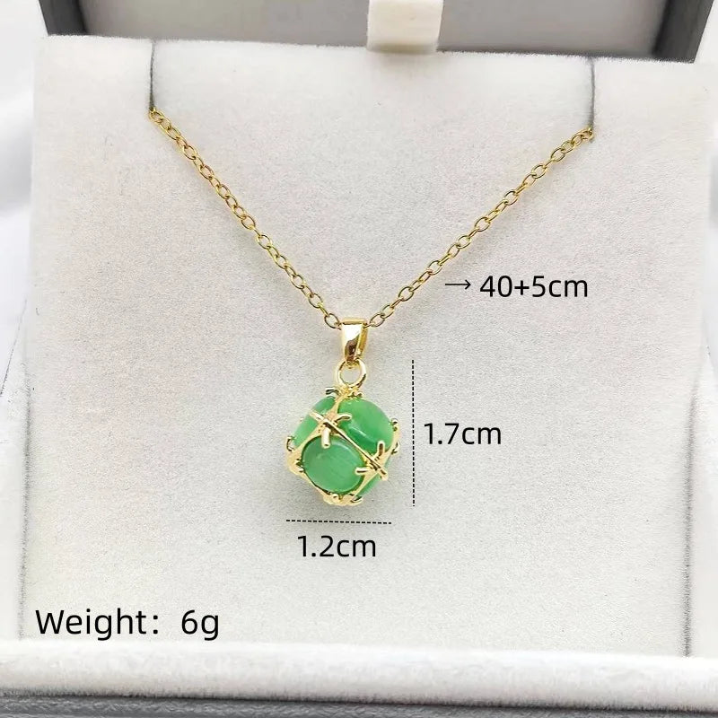 Women's Opal Copper Geometric Pendant Necklace | Clavicle Chain