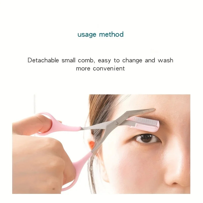 Stainless Steel Eyebrow Scissors with Comb | Precision Grooming